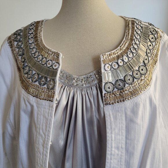 Chico's Jackets & Blazers - CHICO’s TOP BEADED LILO SILVER MEDALLION JACKET W/Silver Tunic (Size: 2)